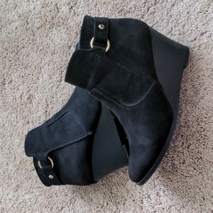 Black faux suede booties